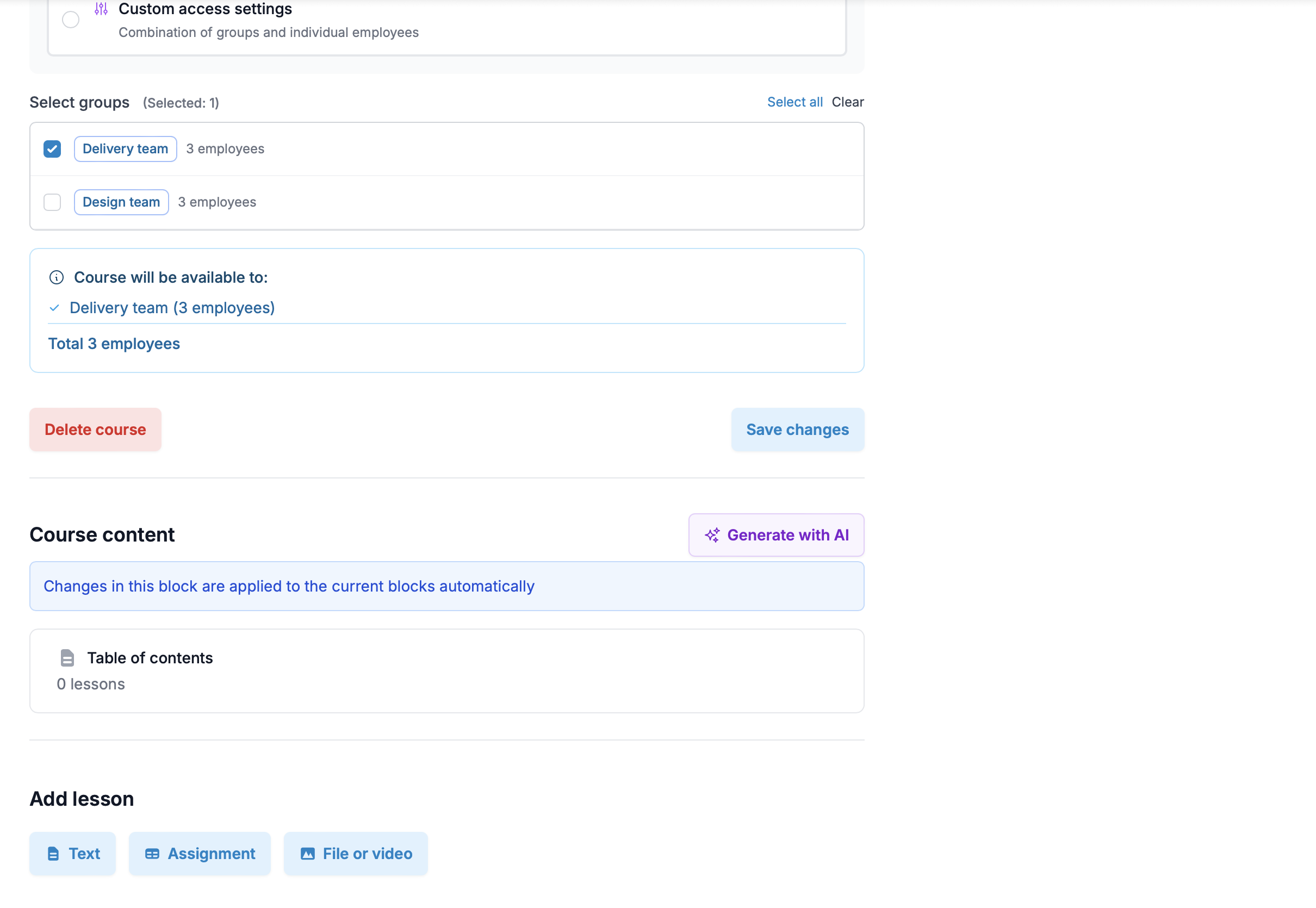 AI assistant for building content