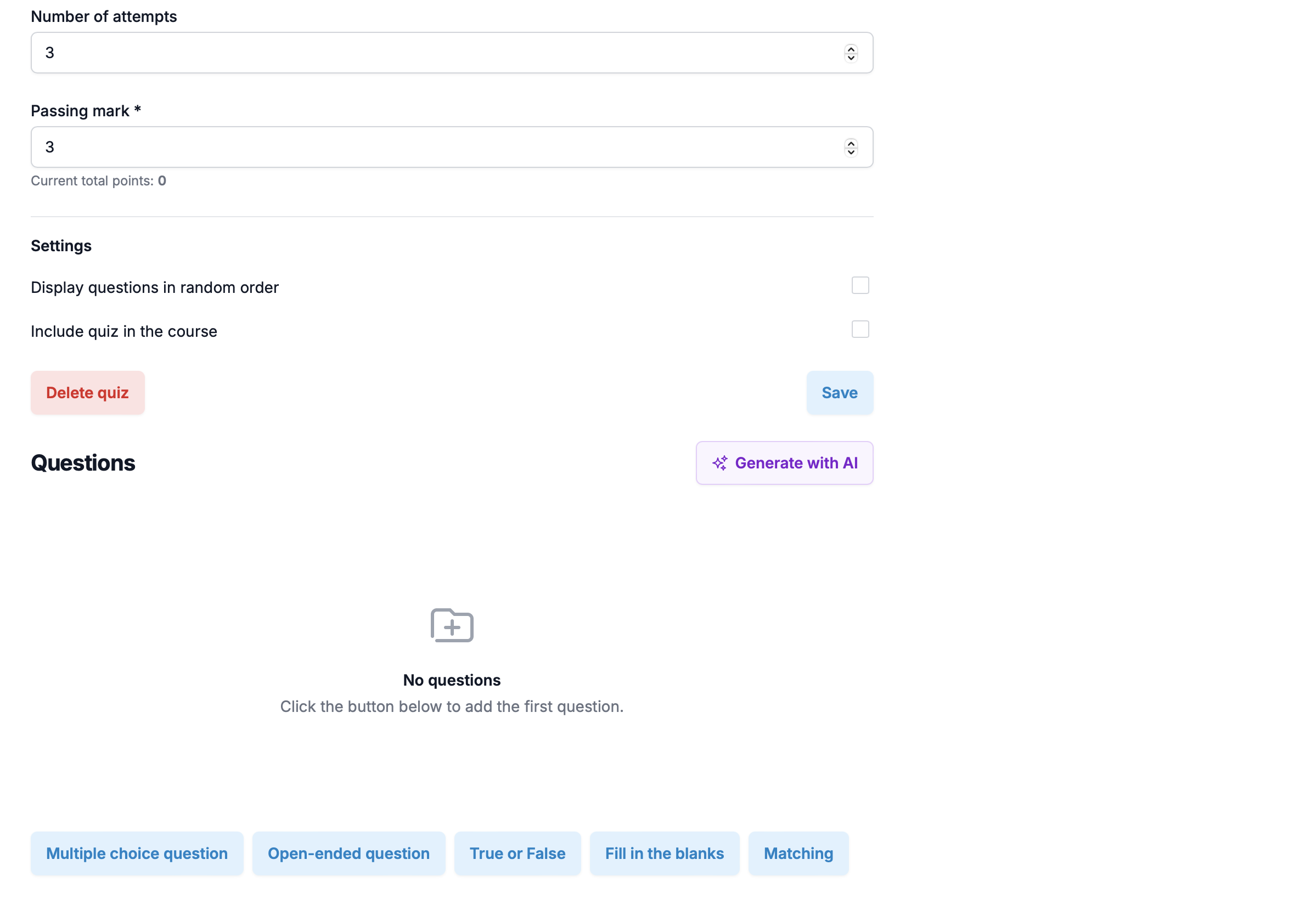 Courses and quizzes builder